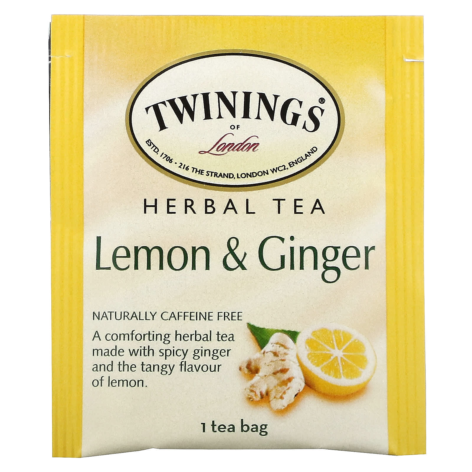 Twinings, травяной чай, без кофеина, лимон и имбирь, 25 пакетиков, 1,32 унции (37,5 г)