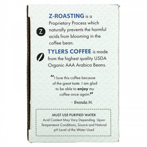 Tylers Coffees, Органический кофе, обычный, без кислоты, 16 капсул (8 г) каждая