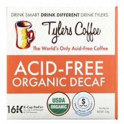 Tylers Coffees, Бескислотный органический кофе без кофеина, капсулы на 16 тыс.
