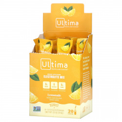 Ultima Replenisher, порошок электролитов со вкусом лимонада, 20 пакетиков, 0,12 унций (3,5 г)