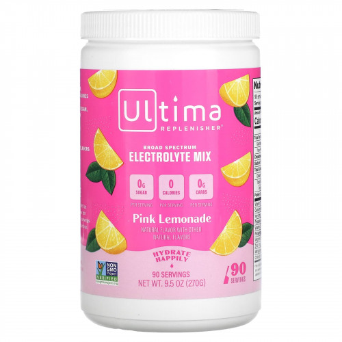 Ultima Replenisher, Смесь электролитов, розовый лимонад, 270 г (9,5 унции)