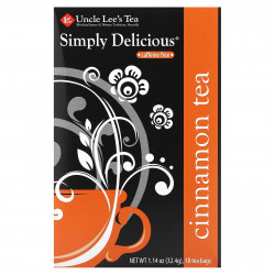 Uncle Lee's Tea, Simply Delicious, чай с корицей, без кофеина, 18 чайных пакетиков, 32,4 г (1,14 унции)