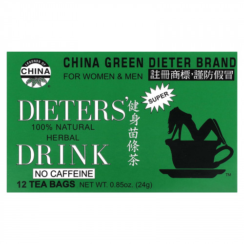 Uncle Lee's Tea, Dieters' 100% натуральный травяной напиток, без кофеина, 12 чайных пакетиков, 24 г (0,85 унции)