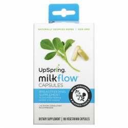 UpSpring, Milkflow, пажитник и кникус благословенный, 100 растительных капсул