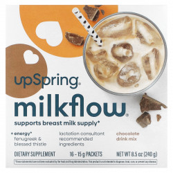 UpSpring, Milkflow, смесь для приготовления напитка, с шоколадным вкусом, 16 пакетиков по 15 г
