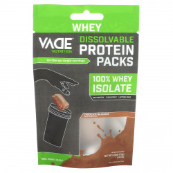 Vade Nutrition, Пакетики с растворимым протеином, 100% изолят сыворотки, шоколадный молочный коктейль, 25 г (0,06 фунта)