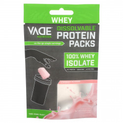Vade Nutrition, Пакетики с растворимым протеином, 100% изолят сыворотки, клубничный молочный коктейль, 24 г (0,05 фунта)