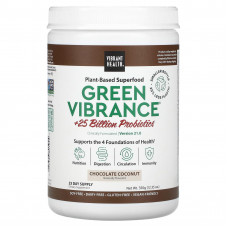 Vibrant Health, Green Vibrance + 25 млрд пробиотиков, версия 21.0, шоколад и кокос, 350 г (12,35 унции)