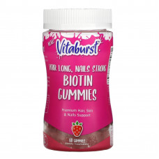 Vitaburst, Жевательные мармеладки с биотином, клубника, 60 жевательных таблеток