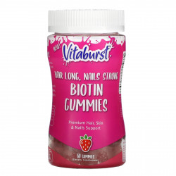 Vitaburst, Жевательные мармеладки с биотином, клубника, 60 жевательных таблеток