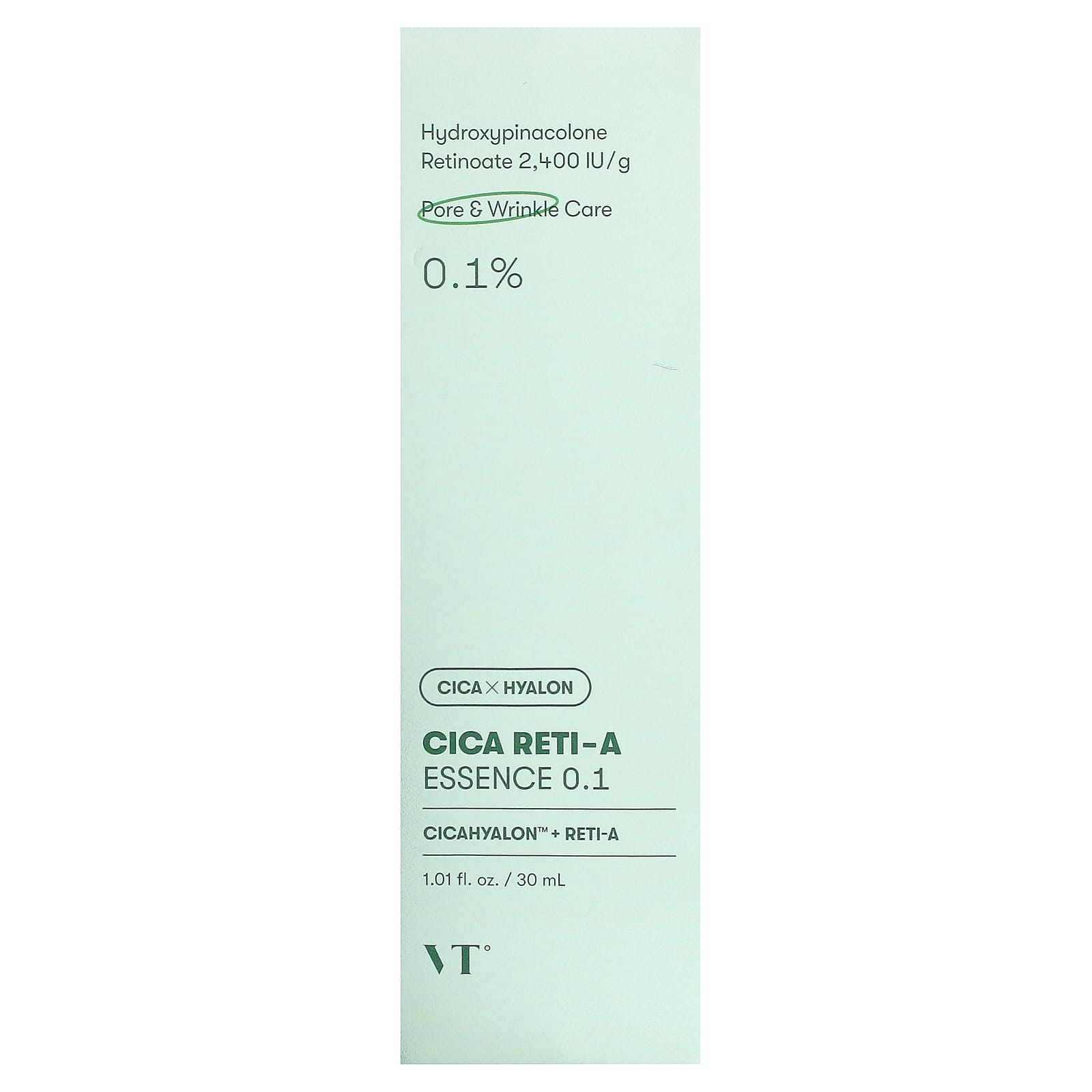 VT Cosmetics, Cica Reti-A Essence 0,1, 30 мл (1,01 жидк. Унции)