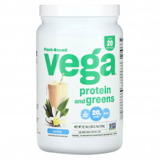 Vega, На растительной основе, с белком и зеленью, ваниль, 614 г (1 фунт 5,7 унции)