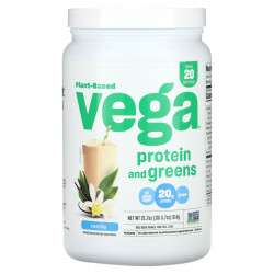 Vega, На растительной основе, с белком и зеленью, ваниль, 614 г (1 фунт 5,7 унции)