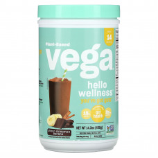Vega, На растительной основе, Hello Wellness, смесь для напитков, банан с корицей и шоколадом, 405 г (14,3 унции)