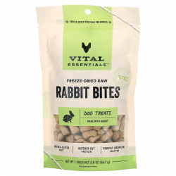 Vital Essentials, Сублимированное сырье, лакомства для собак, укусы кроликов, 56,7 г (2 унции)