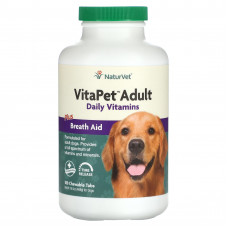 NaturVet, VitaPet Adult, ежедневные витамины и вспомогательное средство для дыхания, для собак, 180 жевательных таблеток 468 г (16,5 унции)