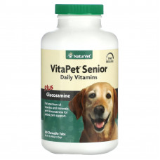 NaturVet, VitaPet Senior, ежедневные витамины и глюкозамин, для собак, 180 жевательных таблеток, 1 фунт (468 г)