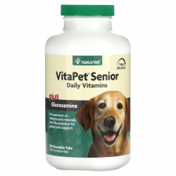 NaturVet, VitaPet Senior, ежедневные витамины и глюкозамин, для собак, 180 жевательных таблеток, 1 фунт (468 г)