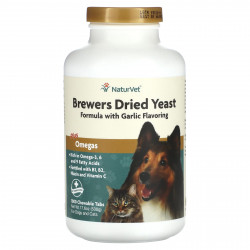 NaturVet, Brewers Dried Yeast Plus Omegas, для собак и кошек, 1000 жевательных таблеток, 500 г (17,6 унции)