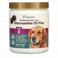NaturVet, Glucosamine DS Plus, средний уровень поддержки, уровень 2, 120 мягких жевательных конфет, 10,1 унций (288 г)