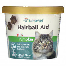 NaturVet, Hairball Aid Plus, тыква, для кошек, 60 жевательных таблеток, 90 г (3,1 унции)