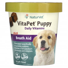 NaturVet, VitaPet Puppy, ежедневные витамины и помощь при дыхании, для щенков, 70 жевательных таблеток, 154 г (5,4 унции)