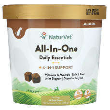 NaturVet, All-In-One, универсальная добавка для собак, 60 жевательных таблеток, 240 г (8,4 унции)