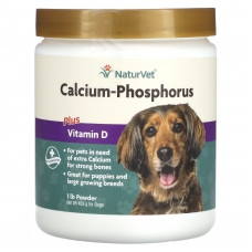 NaturVet, Кальций-фосфор с витамином D, для собак, 453 г (1 фунт)