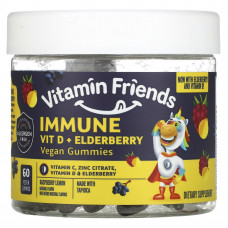 Vitamin Friends, веганские жевательные конфеты с пробиотиками для иммунной системы, апельсин, 60 жевательных конфет с пектином