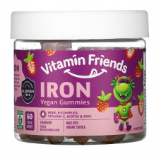 Vitamin Friends, веганские жевательные таблетки с железом, со вкусом клубники, 60 жевательных таблеток с пектином