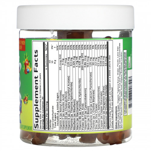 Vitamin Friends, Вегетарианские жевательные мармеладки с мульти + холином, фруктовый пунш, 120 жевательных таблеток с пектином