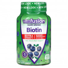VitaFusion, Биотин повышенной силы действия, натуральный вкус голубики, 2,500 мкг, 100 жевательных таблеток