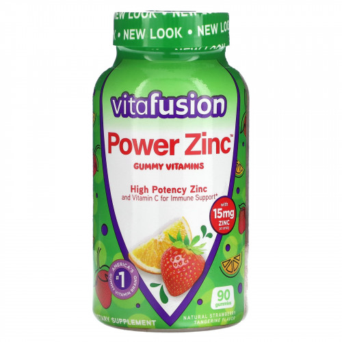 VitaFusion, Power Zinc Gummy Vitamins, натуральный клубничный и мандарин, 5 мг, 90 жевательных таблеток