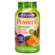 VitaFusion, Power C, витамин C с высокой эффективностью действия, натуральный апельсиновый вкус, 150 жевательных таблеток