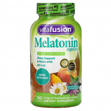 VitaFusion, мелатонин, со вкусом натурального белого чая и персика, без сахара, 140 жевательных конфет