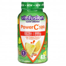 VitaFusion, Жевательные витамины, Power C, с повышенной силой действия, тропические цитрусы, 125 мг, 92 жевательные мармеладки