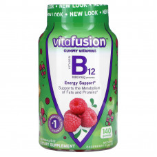 VitaFusion, B12, натуральный вкус малины, 500 мкг, 140 жевательных таблеток