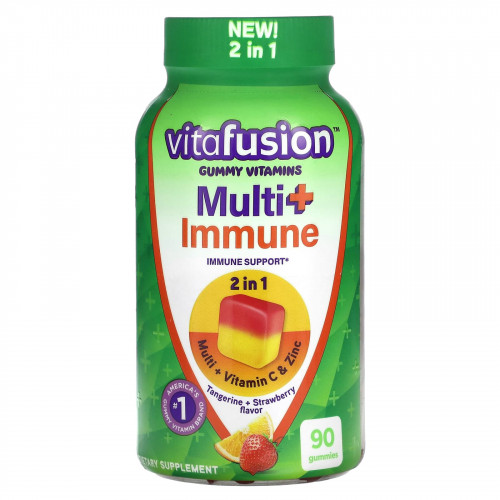 VitaFusion, Жевательные мармеладки для иммунитета Multi +, с мандарином и клубникой, 90 жевательных таблеток