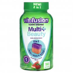 VitaFusion, Multi + Beauty, грейпфрут + личи, 90 жевательных таблеток