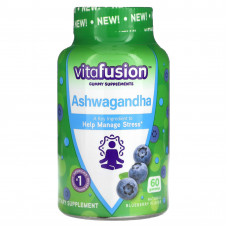 VitaFusion, Ашваганда жевательные мармеладки, голубика, 60 жевательных таблеток