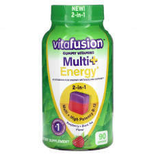 VitaFusion, Multi + Energy, малина и черный чай, 90 жевательных таблеток