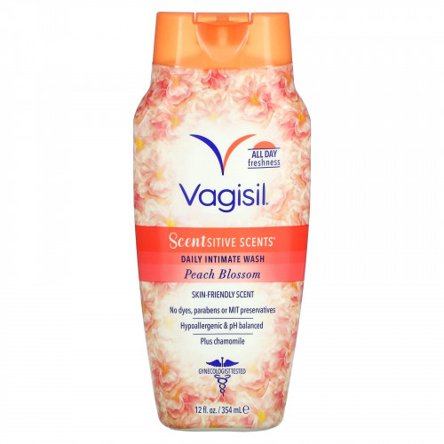 Vagisil, Scentsitive Scents, ежедневное средство для интимной гигиены, цветы персика, 354 мл (12 жидк. Унций)