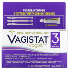 Vagisil, Vagistat, уход за 3 дня, 3 вагинальных свечи по 9 г (0,32 унции)