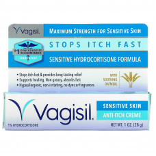 Vagisil, Крем против зуда, максимальная сила действия, для чувствительной кожи, 28 г (1 унция)