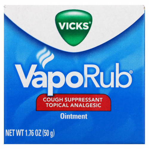 Vicks, VapoRub, анальгетическая мазь против кашля, для местного применения, 50 г (1,76 унции)