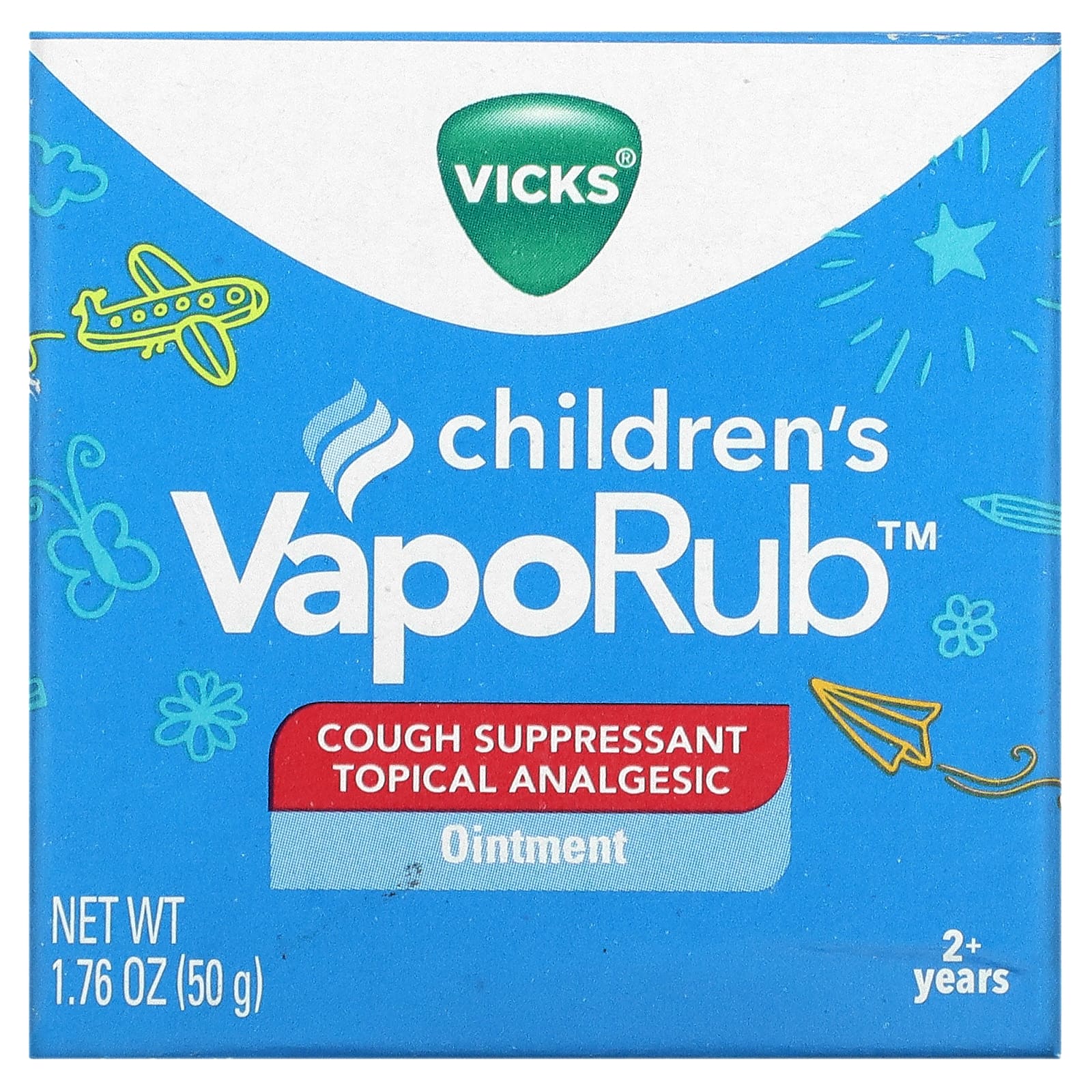 Vicks, VapoRub для детей, мазь, от кашля, для детей от 2 лет, 50 г (1,76 унции)