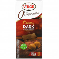 Valor, Сливочный темный шоколад со сливочной трюфельной начинкой, 0% сахара, 100 г (3,5 унции)