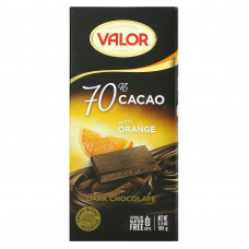 Valor, темный шоколад с апельсином, 70% какао, 100 г (3,5 унции)