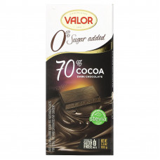 Valor, 0% сахара, 70% какао, темный шоколад, 100 г (3,5 унции)