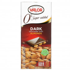 Valor, Темный шоколад с миндалем, 52% какао, без добавления сахара, 150 г (5,3 унции)